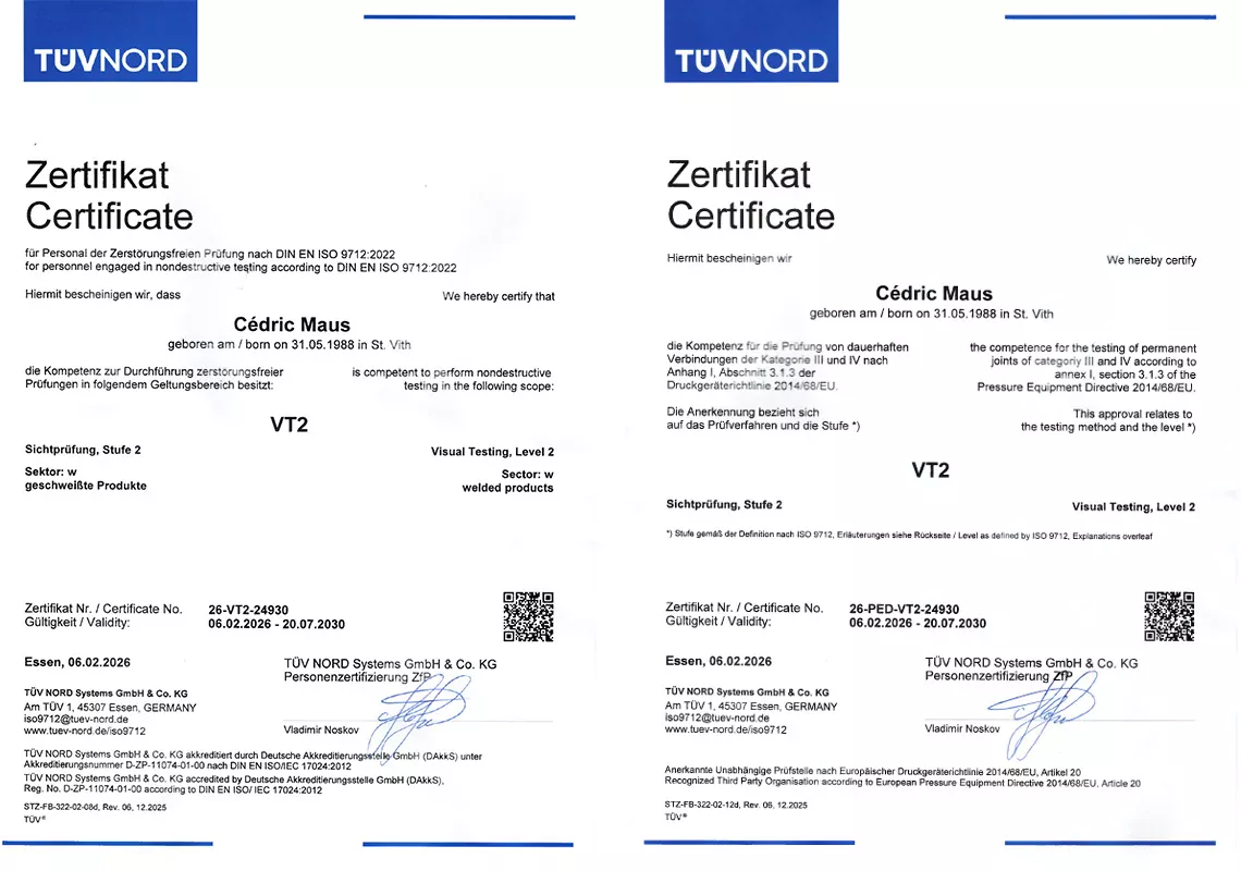 DIN EN ISO 9712:2022VT (Visual inspection)