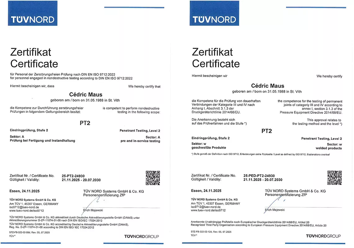 DIN EN ISO 9712:2022PT (Dye penetration examination)